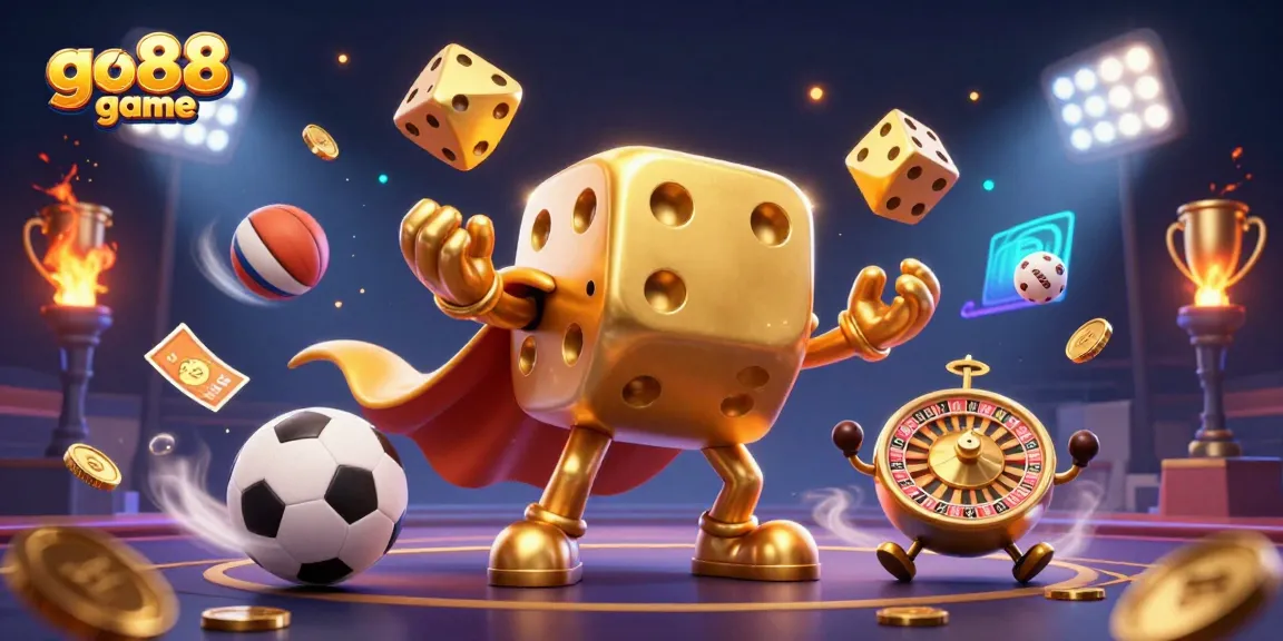 Engage in the excitement of go88 game with 3D characters and vibrant gambling elements.