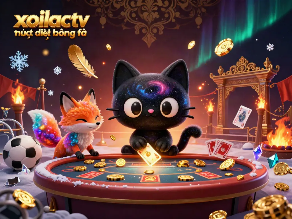 Xoilac tv trực tiếp bóng đá showcases an enchanting cosmic casino scene with whimsical characters engaging in betting activities.
