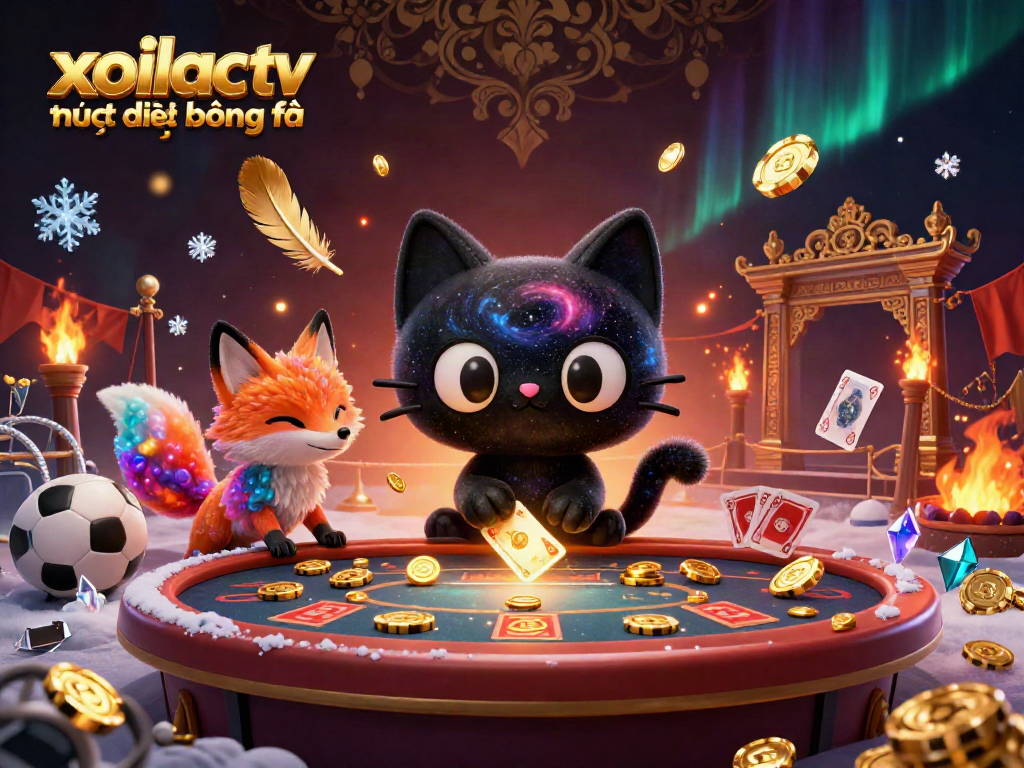 Xoilac tv trực tiếp bóng đá showcases an enchanting cosmic casino scene with whimsical characters engaging in betting activities.